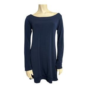 Pookie & Sebastian Navy Blue Wide Neck Fit & Flare Mini Dress Small Casual